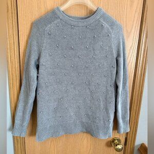 OLD NAVY Pom Pom Textured Heather Grey Crew Neck Long Sleeve Sweater
